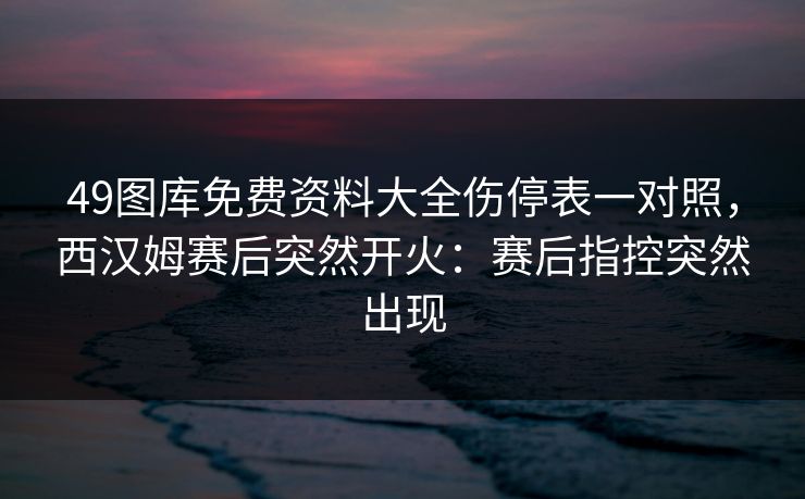 49图库免费资料大全伤停表一对照，西汉姆赛后突然开火：赛后指控突然出现