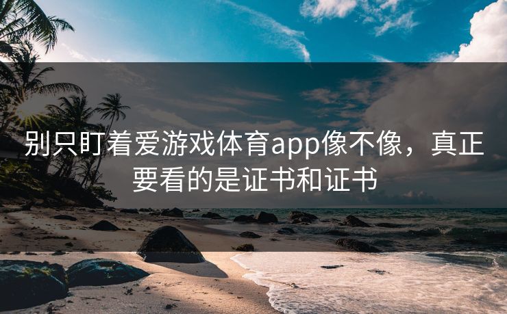 别只盯着爱游戏体育app像不像，真正要看的是证书和证书