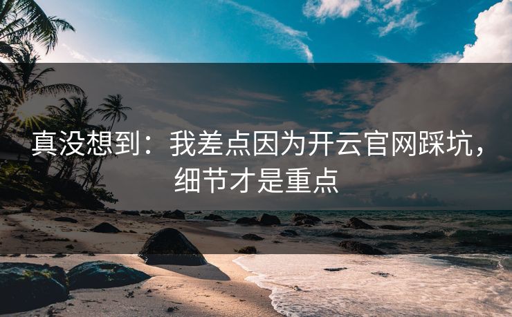 真没想到:我差点因为开云官网踩坑,细节才是重点 真没想到:我差点因为开云官网踩坑,细节才是重点